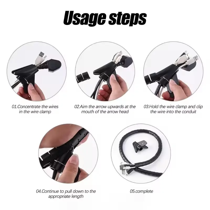 2M Cable Tube Sleeve Flexible Cord Bundler Wire Wrap Cable Management System Desk Wire Organizer for Office Home TV PC Computer 6