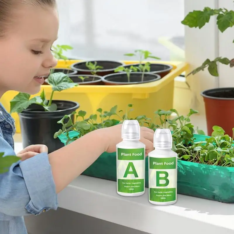 Hydroponic Nutrient Liquid A and B Fertilizer Solution Kit Hydroponic Nutrients for Growing Plant Flowers Food Vegetable Fruit