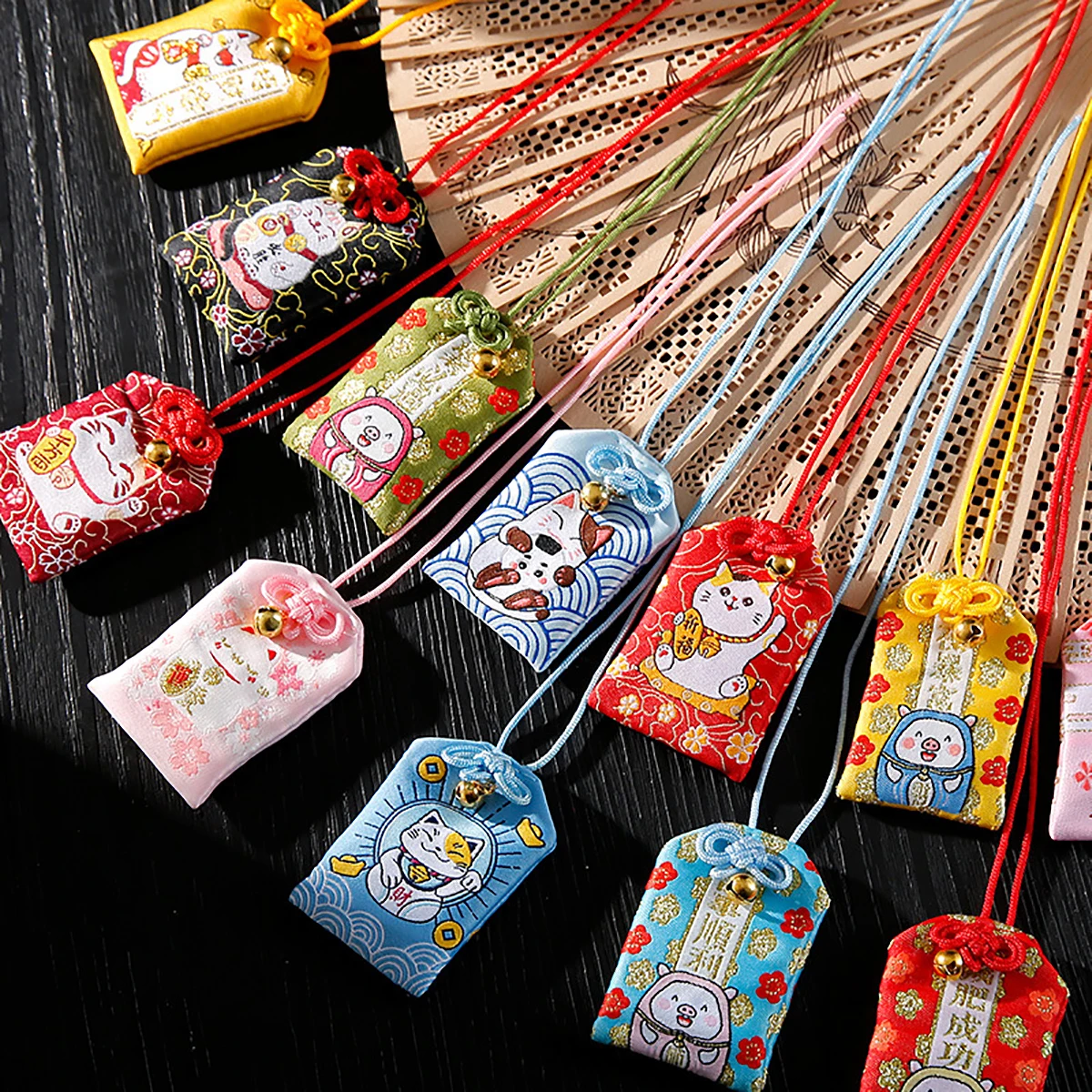 Omamori Pray Fortune Beauty Health Safe Transparent Wealth Bag Guard Talisman Pendant Keychain Couple Gift