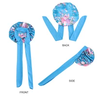 Nouveau Bonnet en Satin pour dormir, couverture de cheveux bouclés, Bonnet de nuit soyeux pour femmes, grand Bonnet de sommeil soyeux avec cravate 3