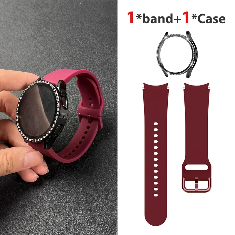 Elegant Strap and Diamond-Accented Case for Smartwatches - Set of 2