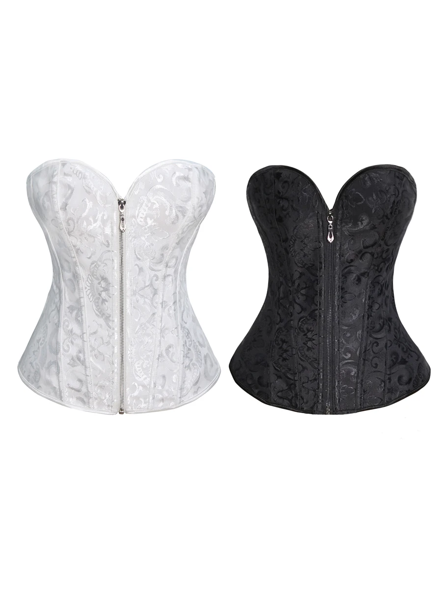 XS-6XL Plus Size Corsets For Women Zip Up Corset Off Shoulder Sleeveless Bustier Overbust Corset Body Shaper Lingerie Tops image