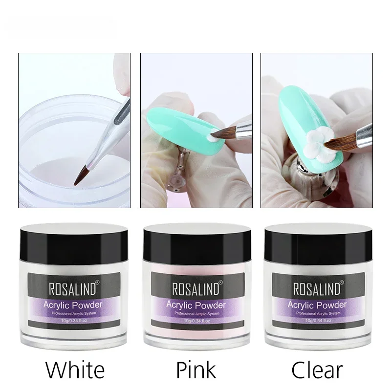 Acrylic Crystal Powder Nail Art Tips Pink White Clear Nail Manicure Powder Art Extension Builder Polymer