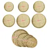 Handmade Weaving Bamboo Sieve Raft Round Dustpan DIY Decorative Fruit Bread Basket Kitchen Storage Trays Home Decor 6