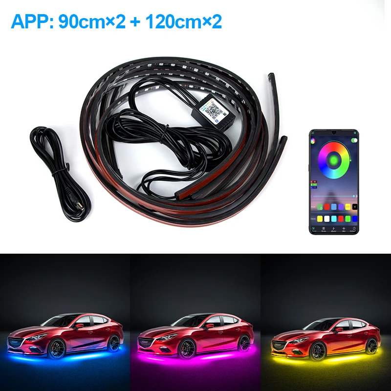 SEAMETAL Car Flexible Strip Light LED Underbody Remote/APP Control RGB Neon  Light Dream Color Auto Decor Ambient Atmosphere Lamp - AliExpress