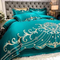 Ensemble de draps de lit de Style européen, ensemble de quatre pièces 100 coton, housse de couette en soie glacée atmosphérique haut de gamme, literie en pur coton 6