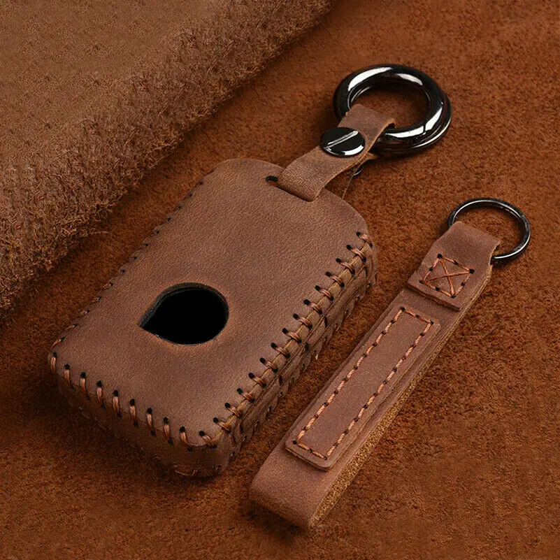 

Handmade Leather Remote Key Cover Case for Volvo XC40 XC90 XC70 S60 S80 S90 C30 V70 V90 Car Accessories with keychain