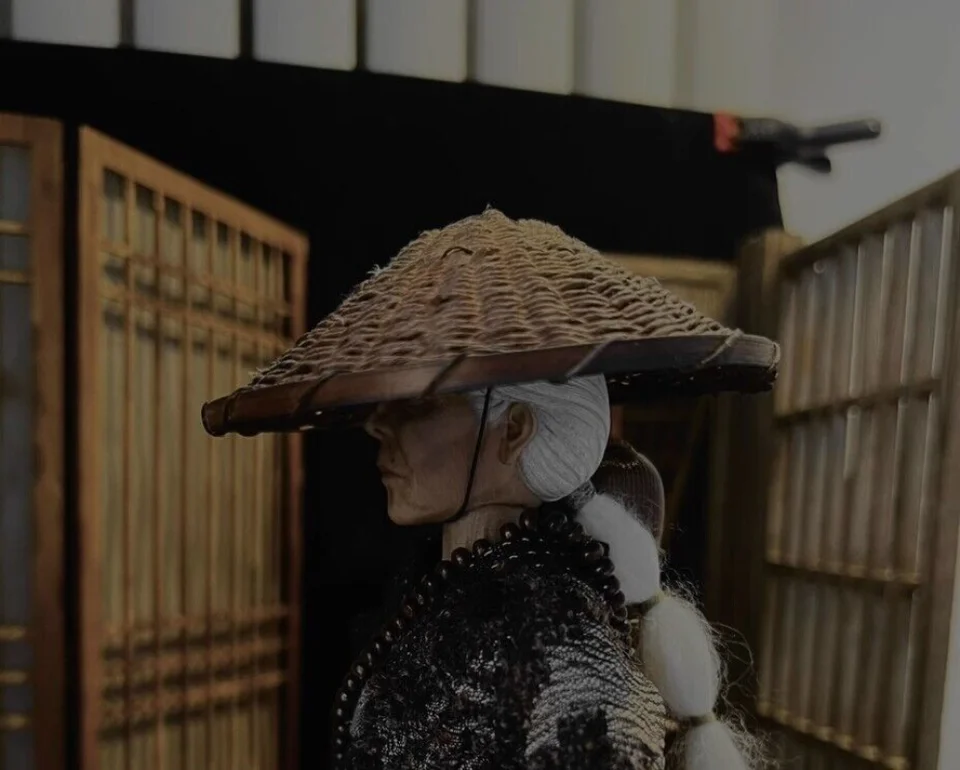 1/6 Scale Distressed Bamboo Hat Model for 12'' Japanese Samurai