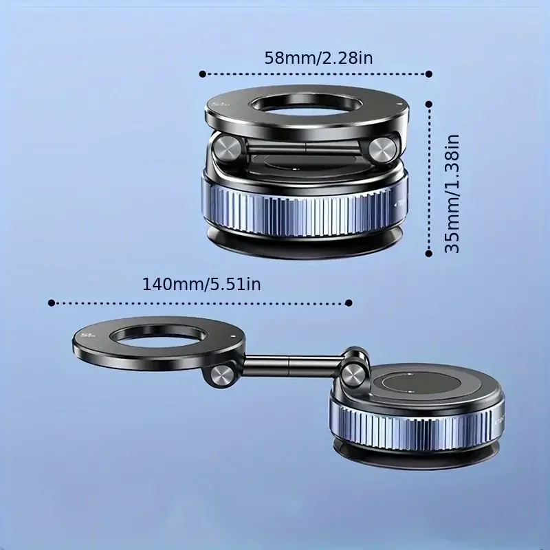 Magnetic Suction Cup Phone Stand with 360° Rotation and Foldable Bracket