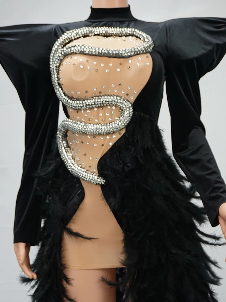 Exaggerated Shoulder Sexy black dresses Gogo performance night