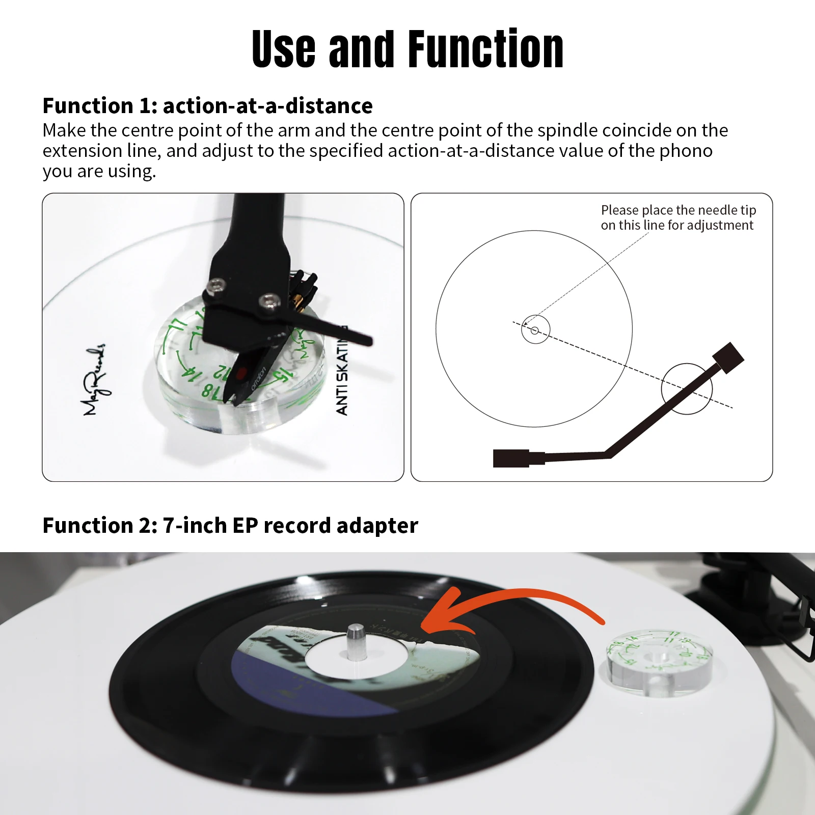 Hot Sale 45 RPM Turntable Adapter Transparent Acrylic Vinyl Turntable Center Adapter 7inch EP Record Turntable Phonograph Adjust