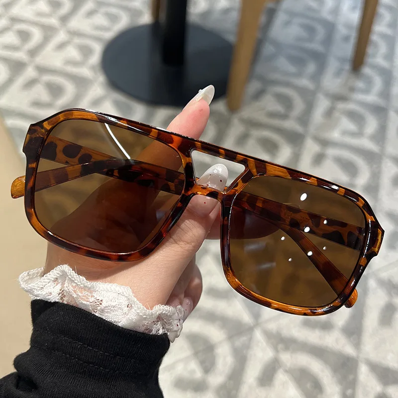 Double Beam Irregular Sunglasses Retro Personalized Double Bridge Sunglasses Popular Square Sunglasses Uv400 Eyewear For Woman