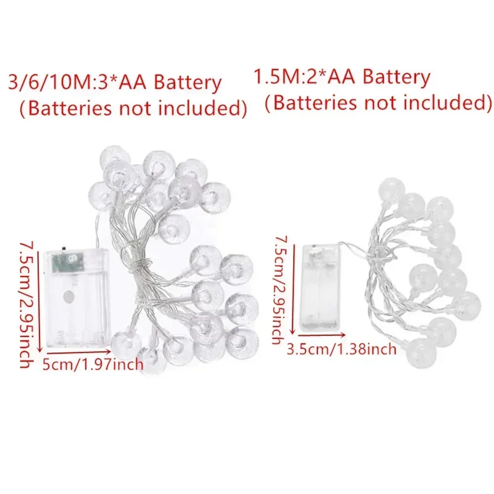 LED Bubble Ball String Lights Golden Glow Battery Operated Indoor Fairy Lights for Wedding Holidays New Year Decorations