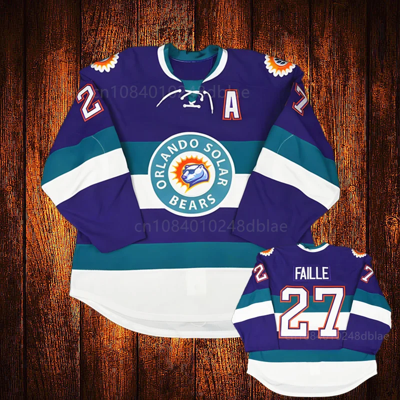 Vintage Orlando Solar Bears # Eric Faille Embroidery Stitched Hockey Jersey Youth Kids Adult Any Size And name Jersey