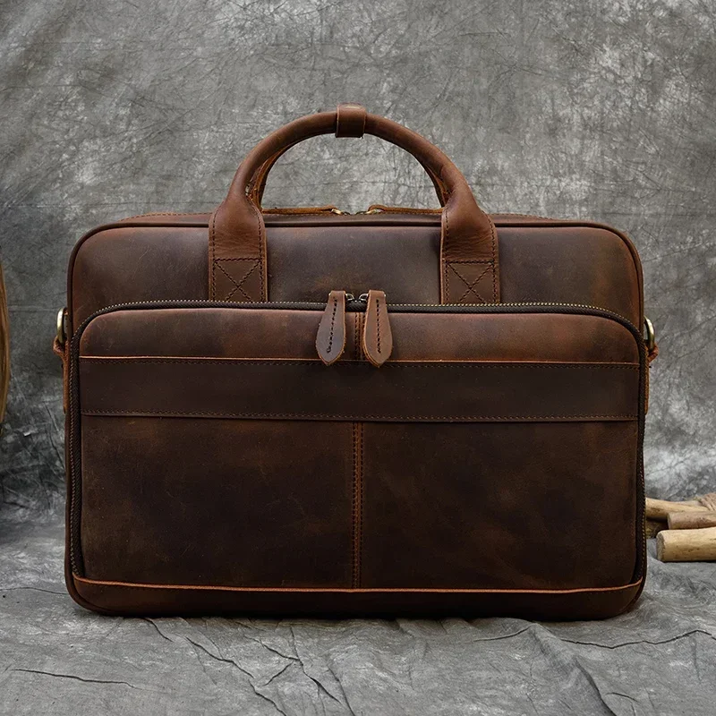 Genuine Leather Business Laptop Bag for Men