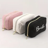 Personalized New Simple Corduroy Handy Clutch Bag Custom Embroidery Large Capacity Makeup Bag Travel Storage Gift Bag Logo 2
