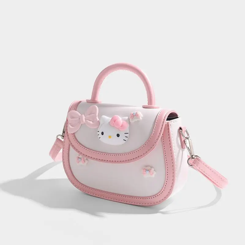 MBTI Pink Hello Kitty Womens Shoulder Bag Cute Harajuku Style 2024 Fashion Casual Handbag Sweet Literary Female New Saddle Bag