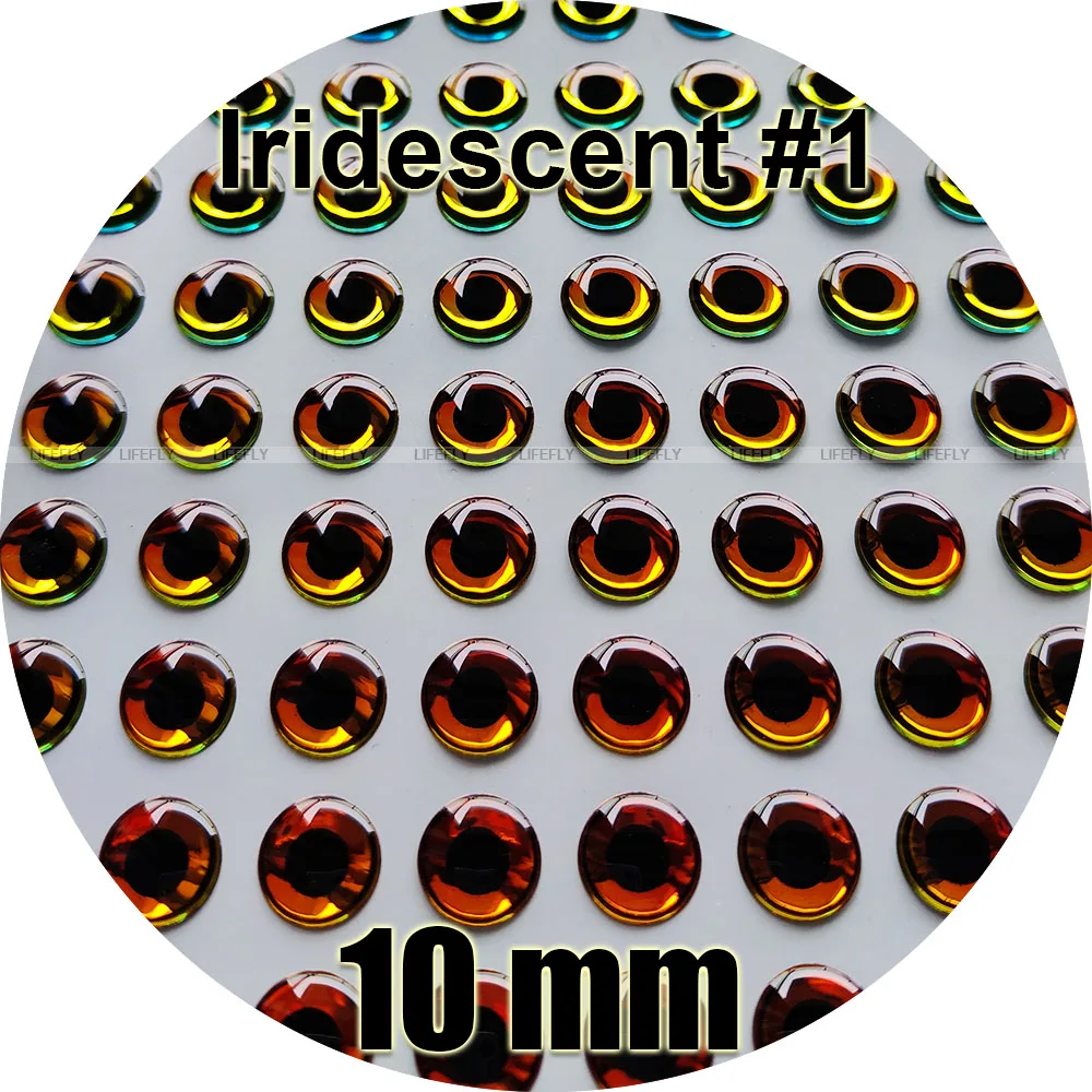 10mm 3D Iridescent #1 with pupil / 280 Soft Molded 3D Holographic Fish  Eyes, Fly Tying, Jig, Lure Making, Craft