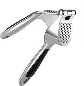 1PC Garlic Press Zinc Alloy Garlic Mincer Crusher with Ergonomic Soft Grip Handle Easy to Squeeze Clean