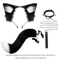 Handmade Cute Cat Girl Cosplay Ear Headband And Tail Accessory Set Animal Ear Hair Accessories Kawaii Cat Tail Props
