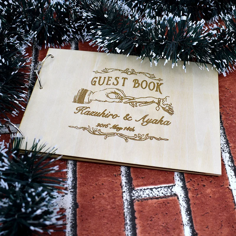 

Hot Sales Wedding GuestBook Personalized Rustic Wedding Gift Wedding Reception Book Custom Wood Guest Book
