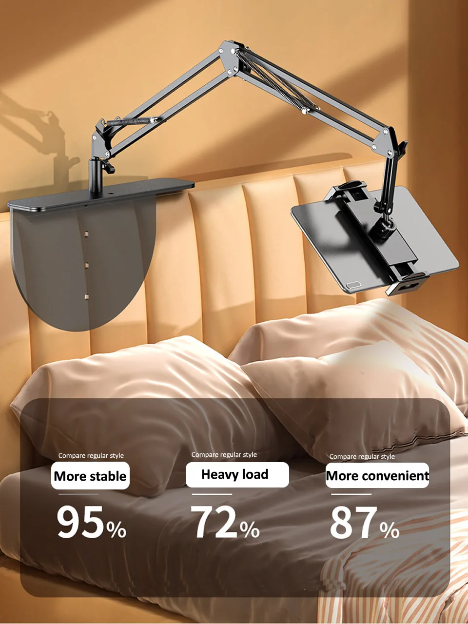 Tablet Mount Support, iPad Mini, Clipe grátis, Bed Desk, 4.7-12.9