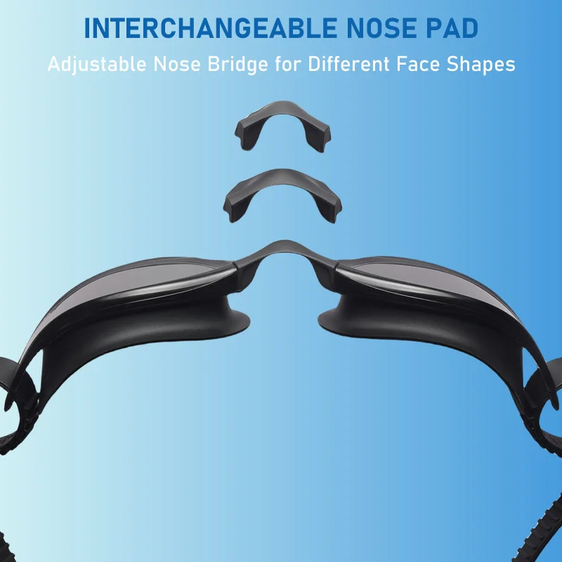 Professional Racing Swimming Goggles Men Women HD Anti Fog Bayer Lens Replaceable Nose Pad