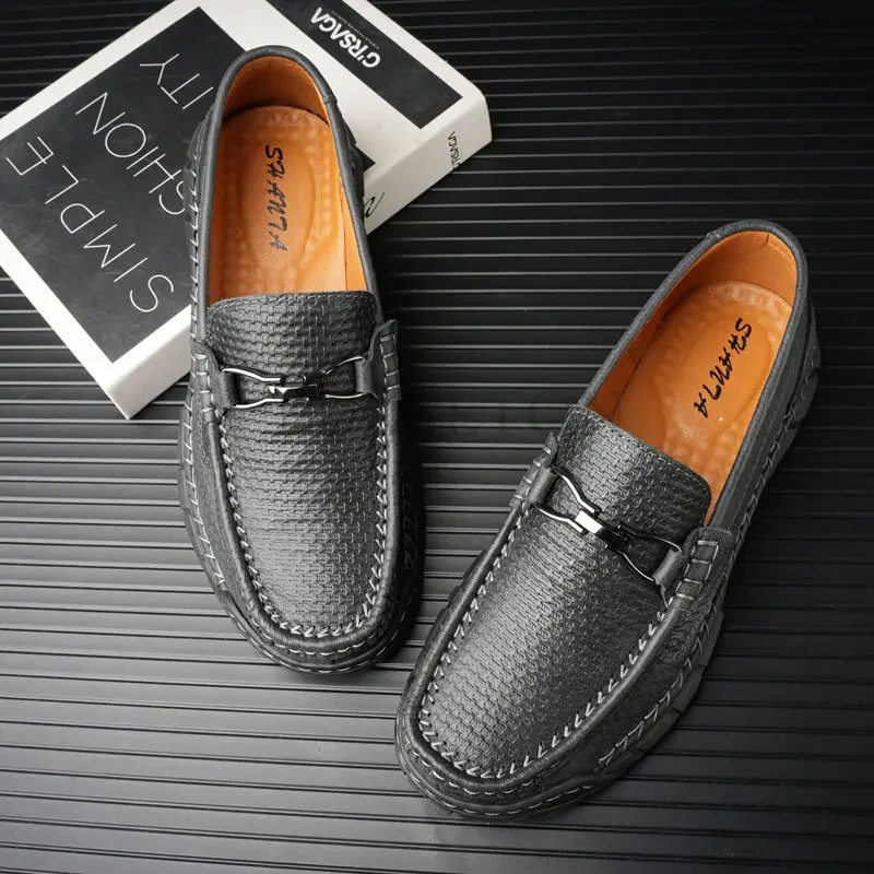 

Mens Leather Shoes Casual Summer Fashion Quality Slip On Loafers Outdoor Platform Walking Male Business Dress Luxury Flat