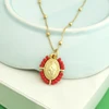 Collier ras du cou pour femme avec pendentif Vierge Marie, chaîne en acier inoxydable couleur or, perles de rocaille, style bohème blanc, noir, rose