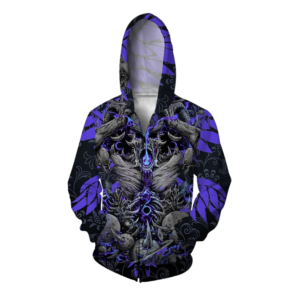 thumbnail image 1 of Sudadera con capucha y cremallera de otoño para hombre, ropa Y2k, sudadera con capucha con estampado de monstruo para hombre, ropa gótica para hombre, sudadera con capucha y cremallera estilo hip hop, 1 of 5