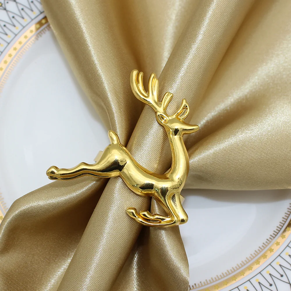 

6pcs/lot Elk Christmas Napkin Rings Christmas Holders Kitchen Dinner Napkin Holder for Wedding Christmas Party Table Decoration