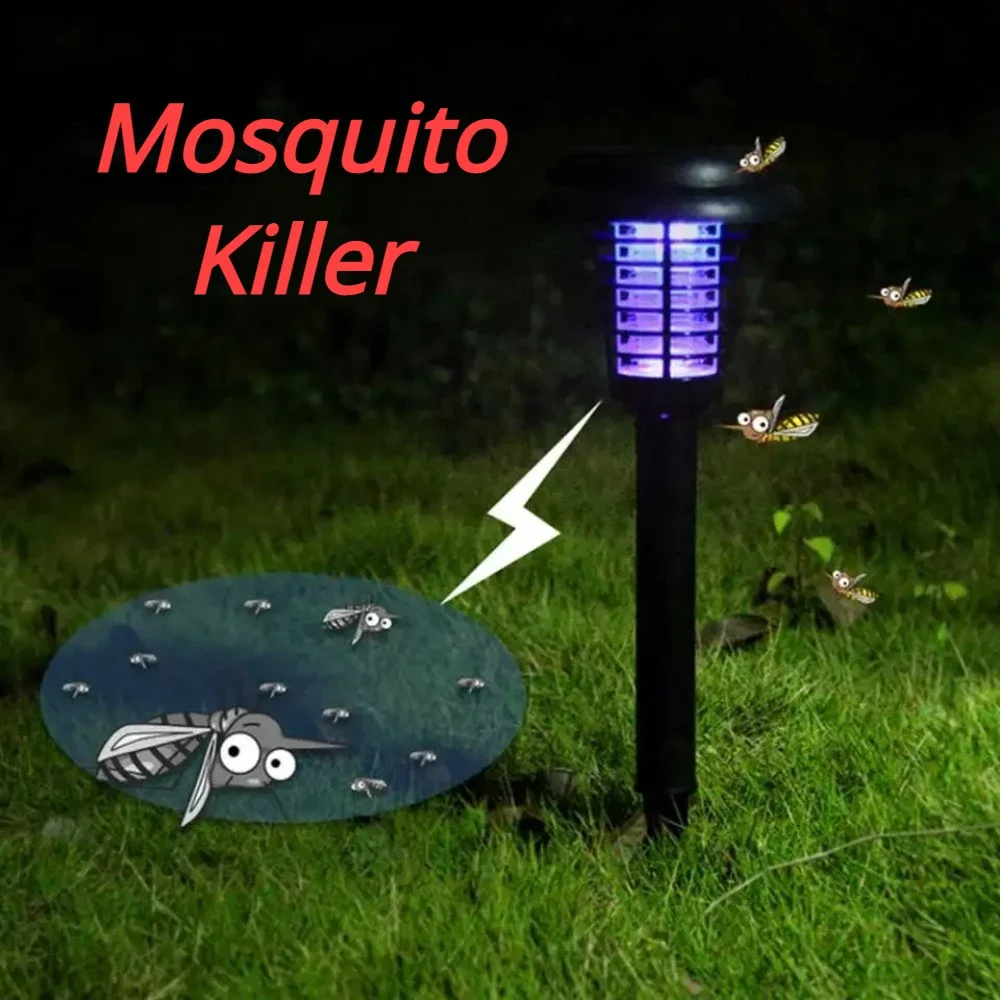 Outdoor Led Mosquito Killer Lamp Solar Powered Bug Zapper Lamp Yard Garden Product for Killing Mosquito Fly Insect