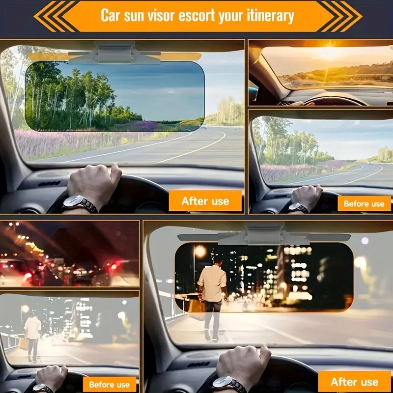 2-in-1 Day and Night Anti-Glare Car Sun Visor Adjustable Sunshade Extender Compatible For Day/Night Driving
