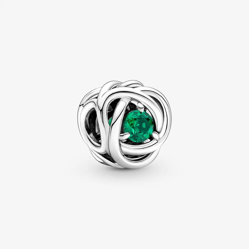 New 925 Sterling Silver January~December Birthstone Eternity Circle Bead Fit Original Pendant Charms Bracelet Bead DIY Jewelry 6