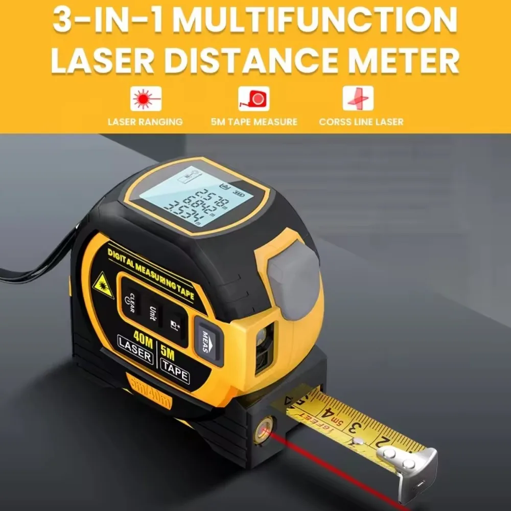 

40m/60m 3 In1 Laser Distance Meter Measuring Digital LCD Laser Rangefinder Laser Tape Measure Digital Electronic Roulette Ruler