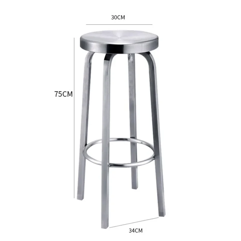 Modern Minimalist High Foot Seat Stainless Steel Bar Chair Milk Tea Shop Counter Stools Stable Load-Bearing Restaurant Furniture