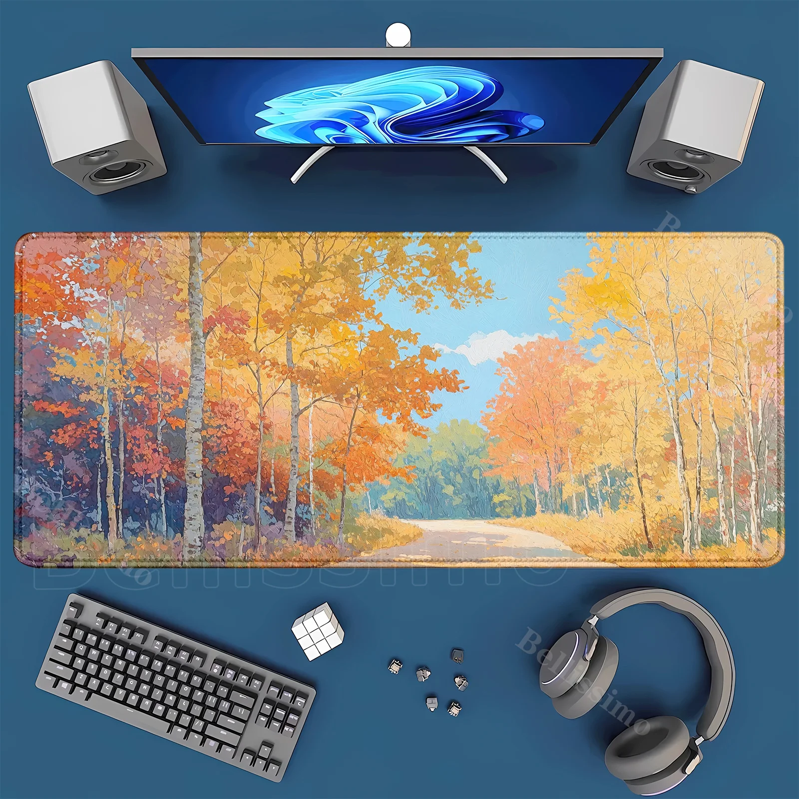 Laptop Keyboard Gaming Mause Ped colourful Forest Trees leaf Xxl Mouse ...