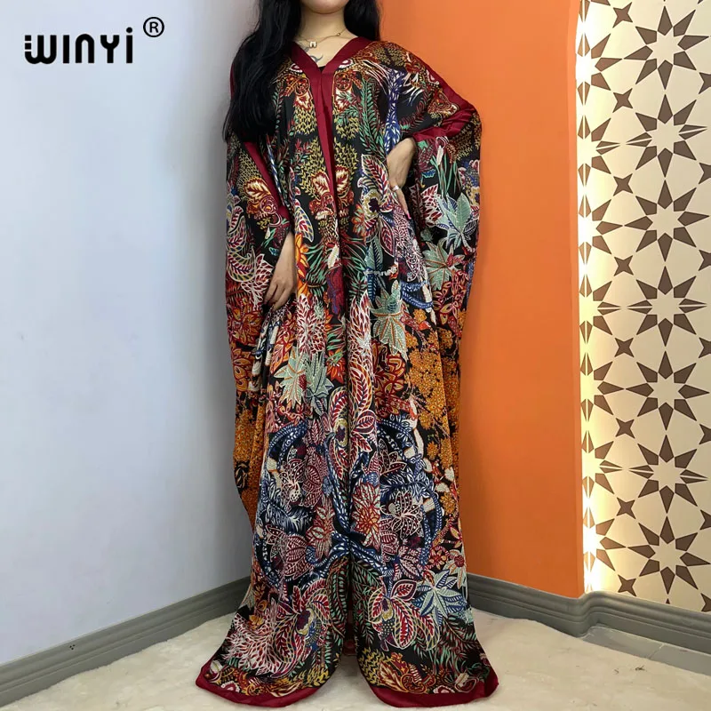 

WINYI высококачественное летнее платье для блога, элегантная средневосточная мусульманская абайя, женская Пляжная накидка, Повседневное платье, пляжная одежда, модный кафтан