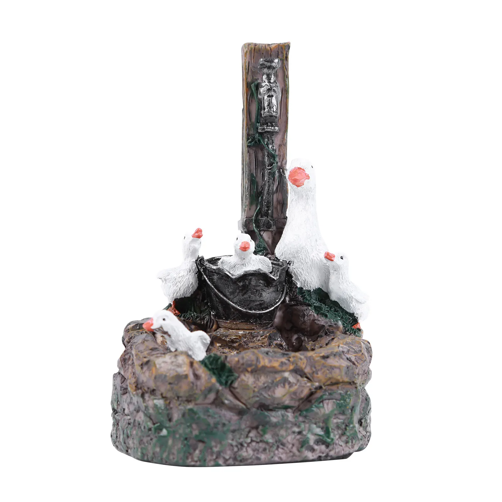 Duck /Squirrel Fountain Ornament Duck Resin Sculpture Ornament Landscaping Decor with Light Water Fountain Duck Statue for Lawn