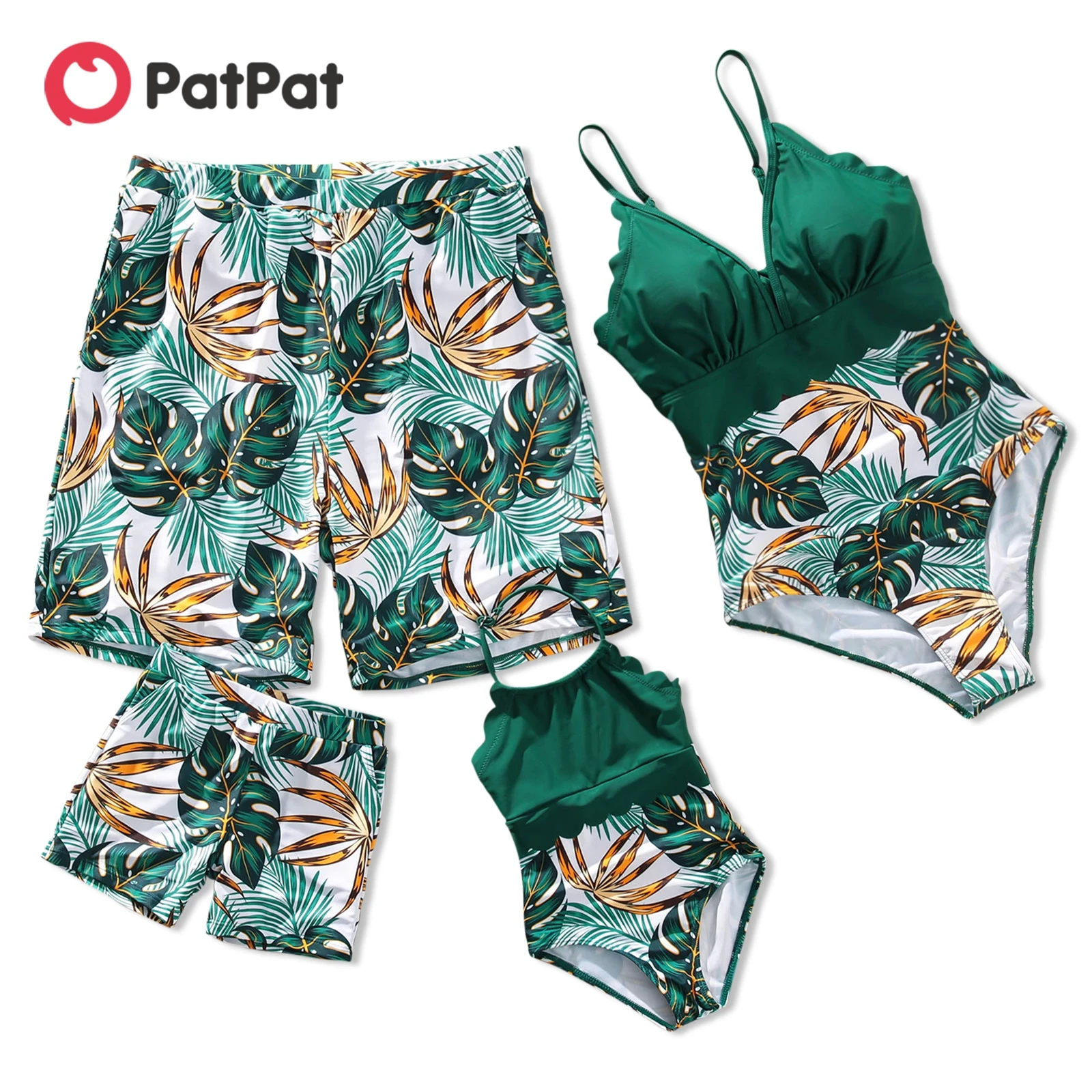 PatPat tek parça aile eşleştirme kıyafetler mayo anne anne ve kızı ve oğlu  ve baba yüzmek şort ve V boyun mayo| | - AliExpress