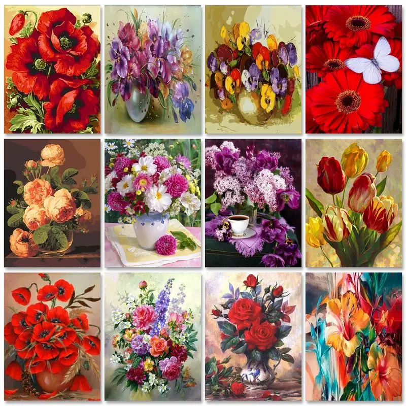 

Набор для рисования по номерам на холсте Цветы, 60x75 см