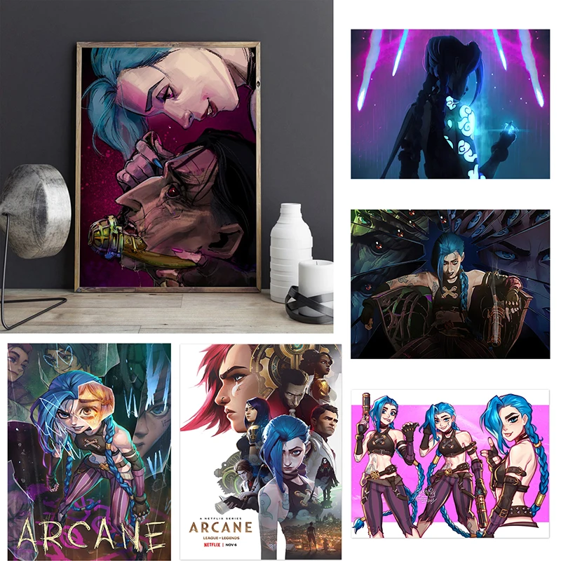 Аниме Arcane Лига Легенд дети спальня Холст плакат мультфильм комикс Vi Jinx Джесс