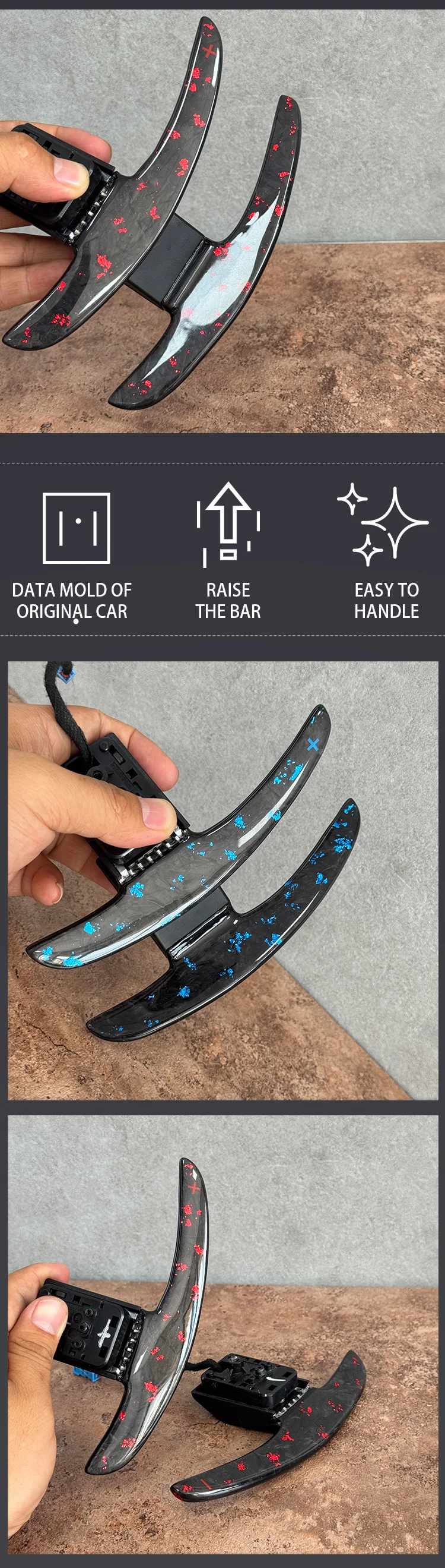 Suitable for BMW carbon fiber steering wheel shift paddles M3 M4 M5 G28 G38 3 Se