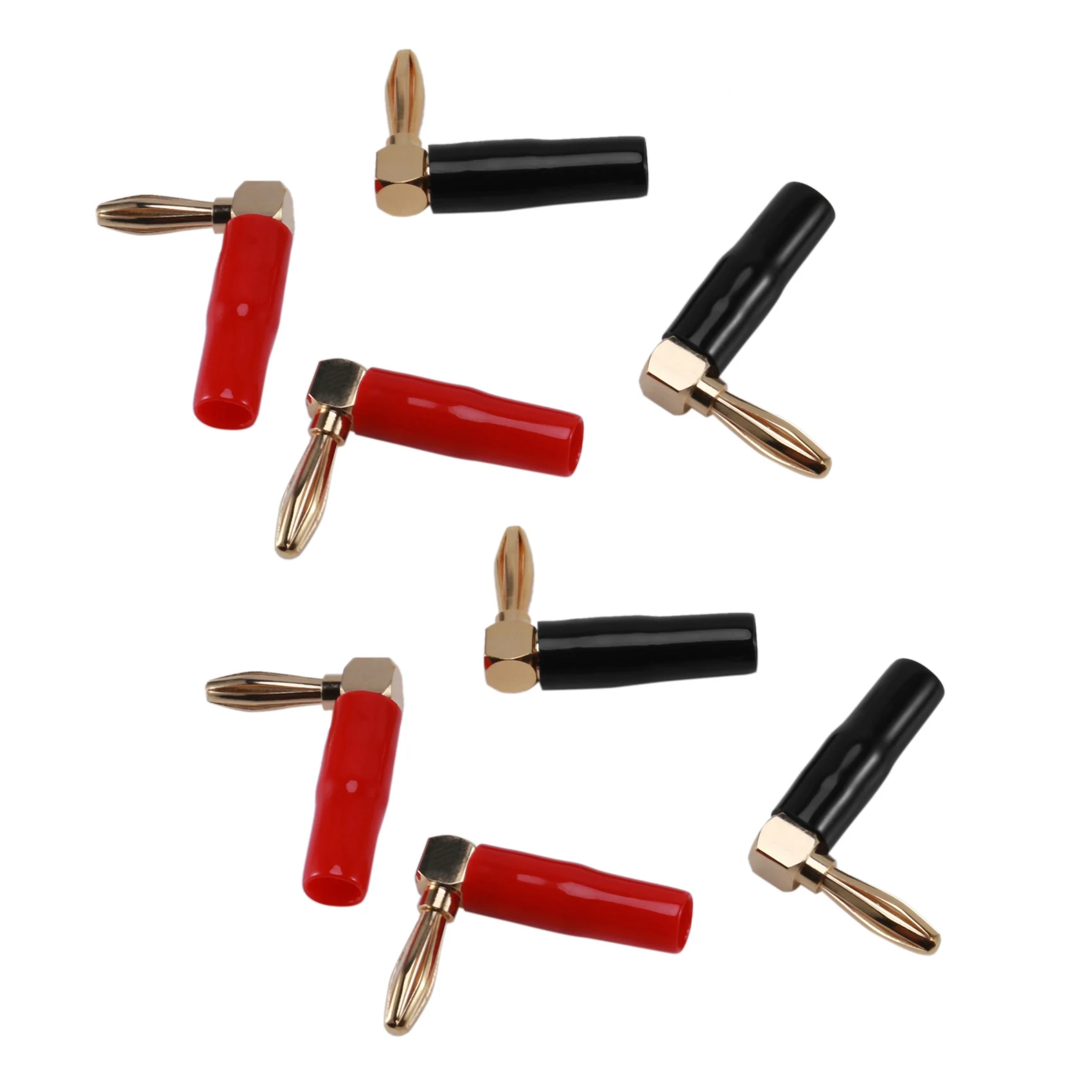 

[В 8 упаковках] высококачественный медный прямоугольный/90 градусов винтовой Тип Банановый штекер/соединитель для кабеля динамика [банан де L]