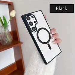 Sleek Magnetic Clear Acrylic Phone Case with Matte Soft Cover - Carbon Fiber (Black)