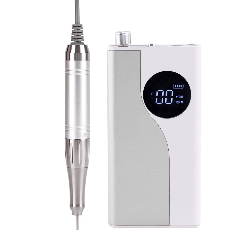 65w Coreless Motor Nail Drill 35000RPM Machine Rechargeable Powerful Cordless Efile Moving-coil LCD Display Lightweight Battery 6