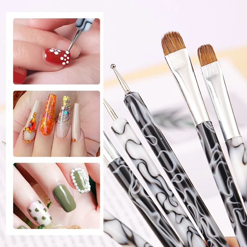 

3Pcs/Set Nail French Line Brushes Beginner Set Acrylic UV Nail Brush Gel Brush Two Way Dot Pen Art Design Painting Toolse