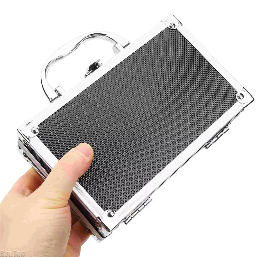 7Inch Portable Tool Box Aluminum Case Lock Metal Briefcase Ripple Foam Hard Aluminum Carrying Case Tool Laptop Luggage tool storage box,storage organizer box