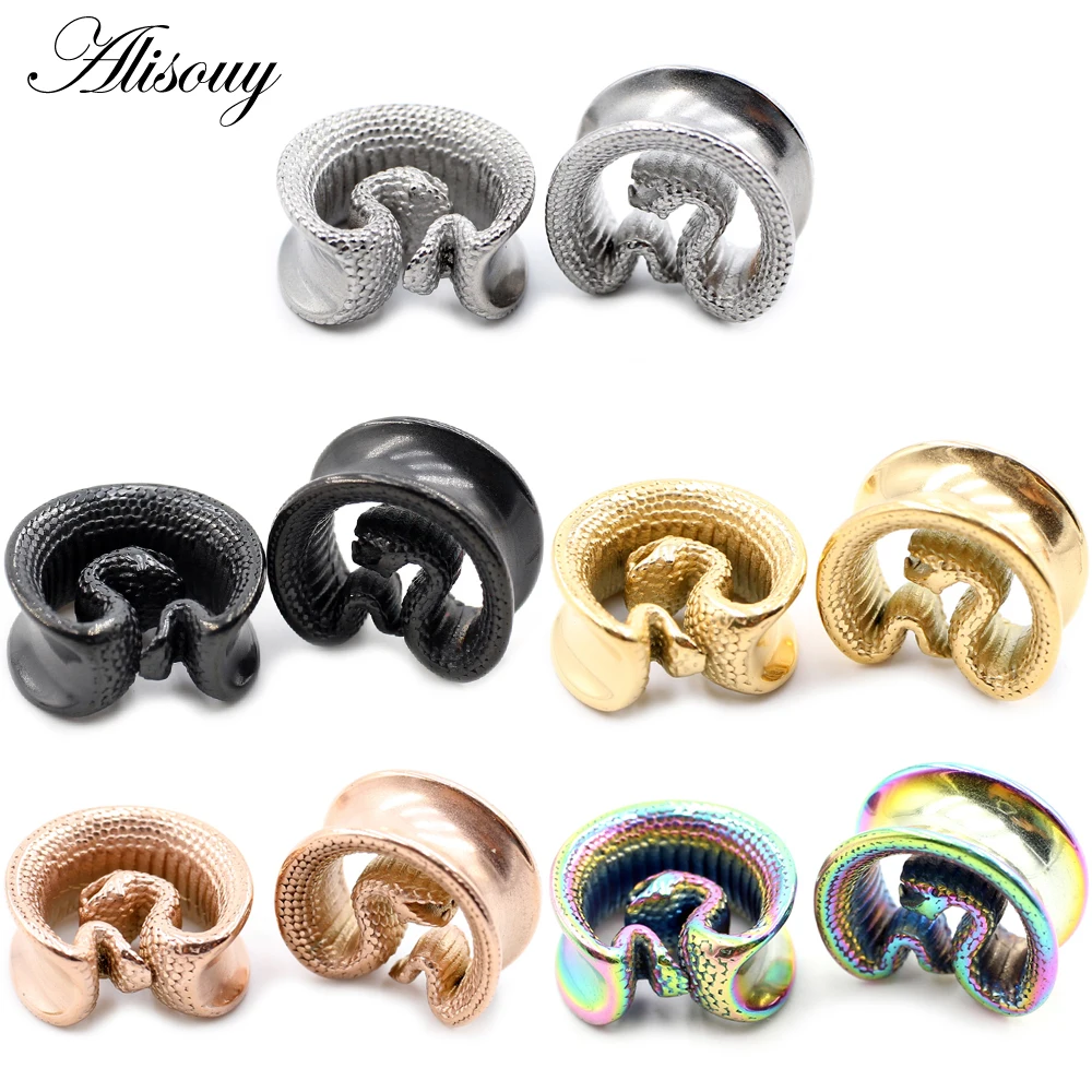 LGXLGX Edelstahl Ohr-Tunnel Stecker - 1,6mm-10mm Schnecken-Design Gold