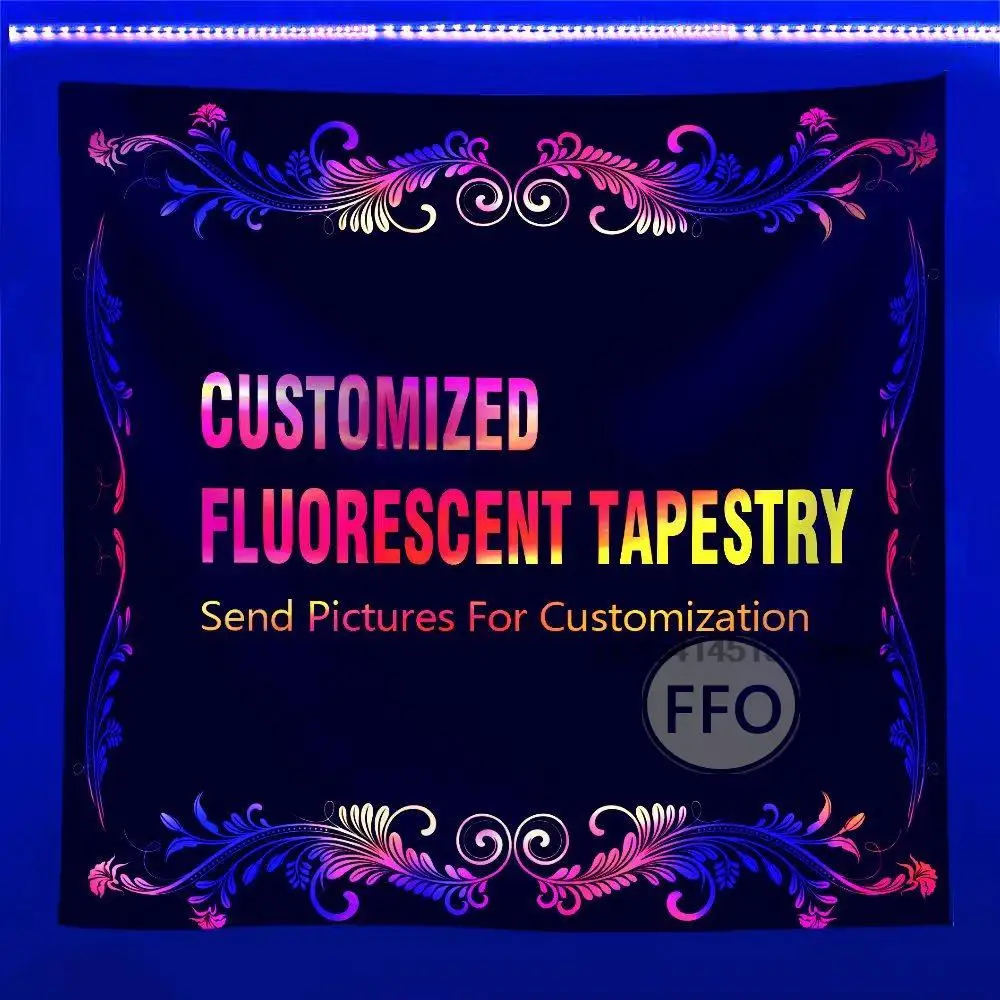 Custom Blacklight Tapestry UV Reactive Trippy Hippie Black Light